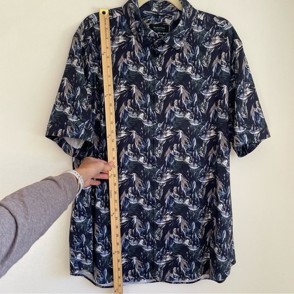 Bugatchi Uomo Hawaiian Floral Short Sleeve Shirt button up cobalt blue size XXL - Picture 8 of 9